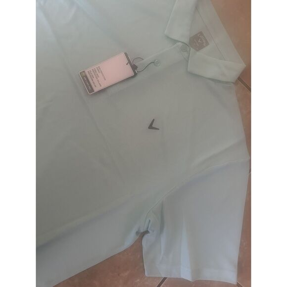 NWT Callaway XL Solid UPF Moisture Wicking Golf Shirt Aruba Blue - Picture 2 of 8